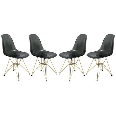 LeisureMod Cresco Molded Eiffel Side Chair with Gold Base, Set of 4 | Side Chairs | Modishstore