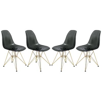 LeisureMod Cresco Molded Eiffel Side Chair with Gold Base, Set of 4 | Side Chairs | Modishstore