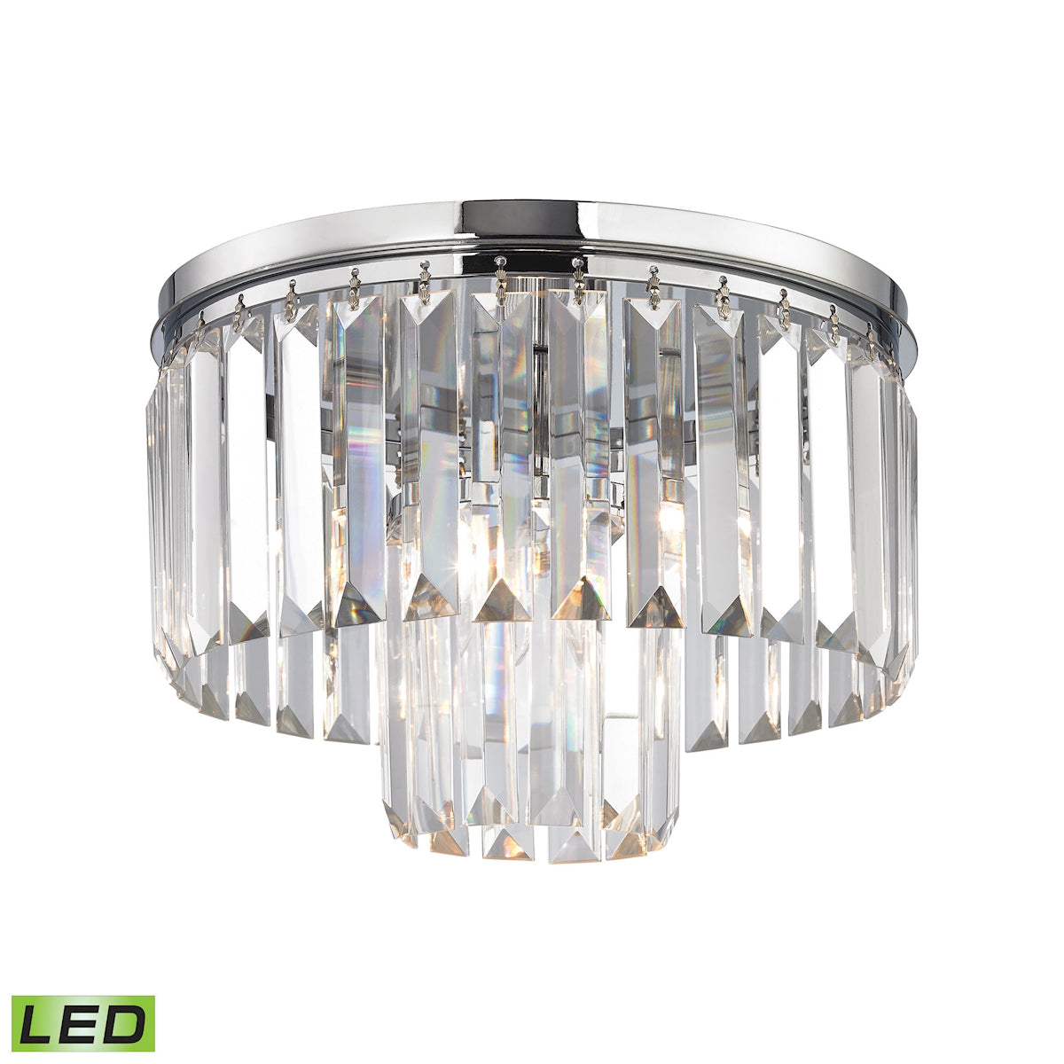 Palacial 1-Light Flush Mount in Polished Chrome with Clear Crystal - Includes LED Bulb ELK Lighting | Ceiling Lamps | Modishstore