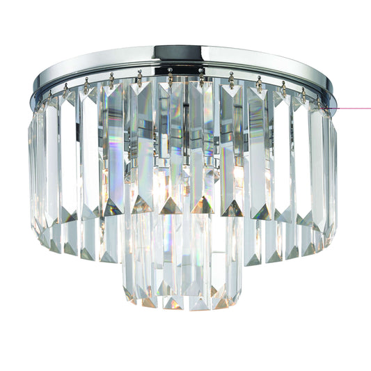 Palacial 1-Light Flush Mount in Polished Chrome with Clear Crystal | Ceiling Lamps | Modishstore