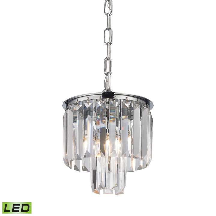 Palacial 1-Light Mini Pendant in Polished Chrome with Clear Crystal - Includes LED Bulb | Pendant Lamps | Modishstore
