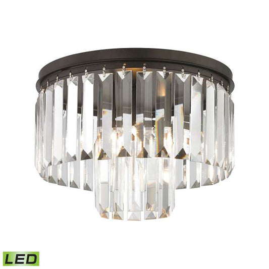 Palacial 1-Light Semi Flush in Oil Rubbed Bronze with Clear Crystal - Includes LED Bulb | Ceiling Lamps | Modishstore