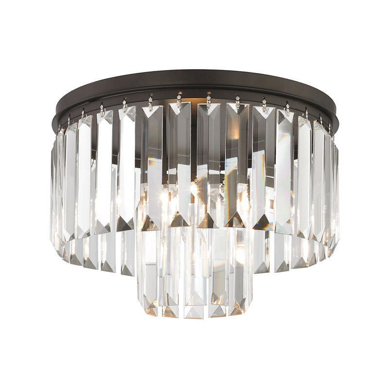 Palacial 1-Light Semi Flush in Oil Rubbed Bronze with Clear Crystal ELK Lighting | Ceiling Lamps | Modishstore