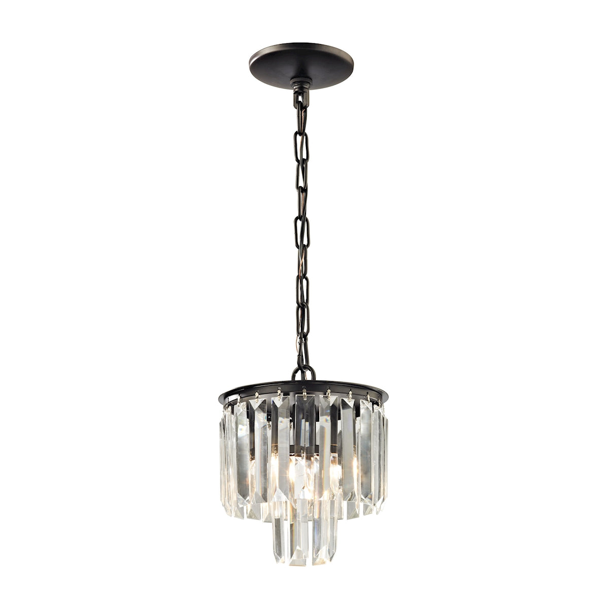 ELK Palacial 1-Light Mini Pendant in Oil Rubbed Bronze with Clear Crystal ELK Lighting | Pendant Lamps | Modishstore