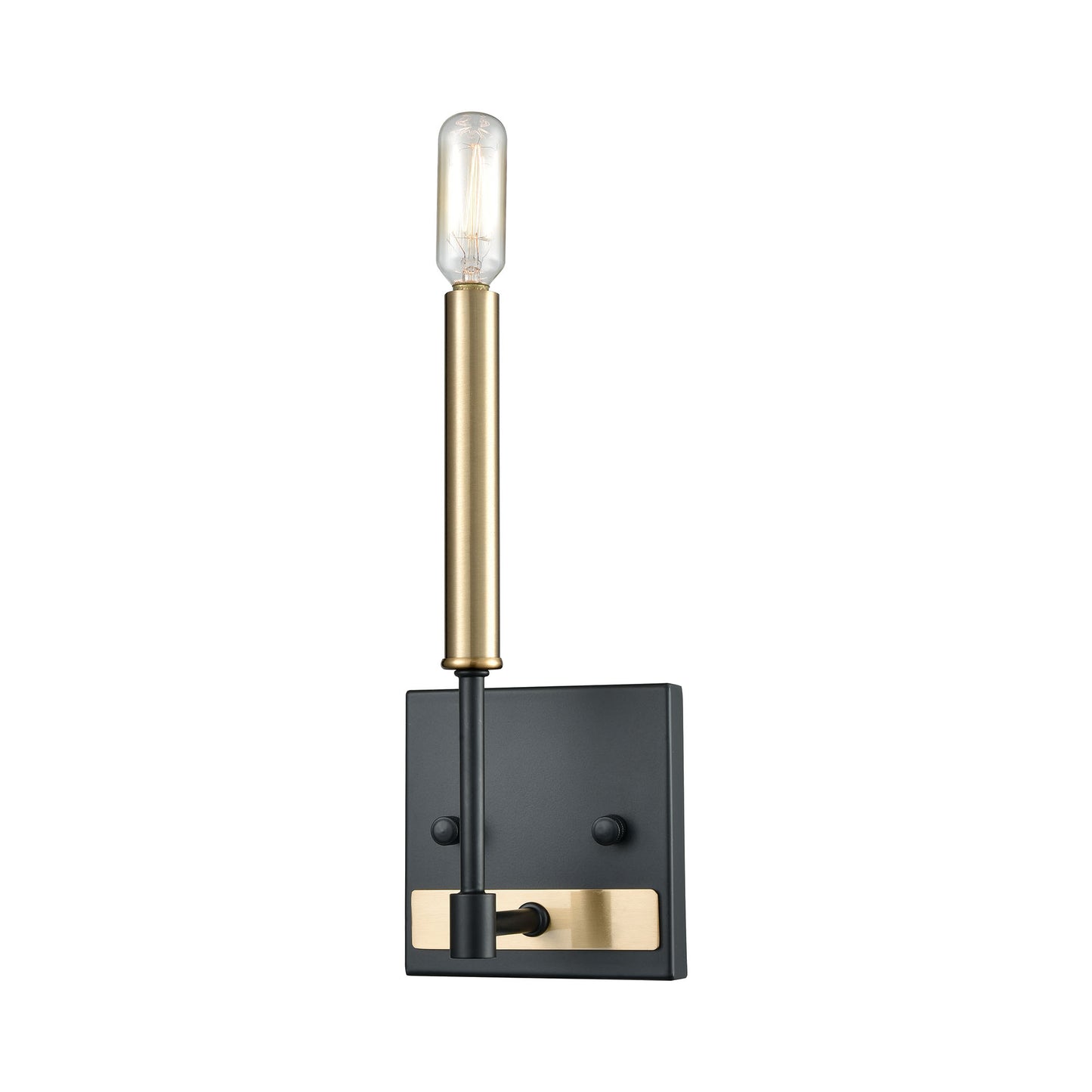 Livingston 1-Light Vanity Lamp in Matte Black and Satin Brass ELK Lighting | Vanity Light | Modishstore