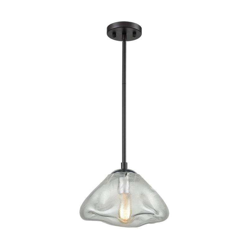 Kendal 1-Light Mini Pendant in Oil Rubbed Bronze and Polished Chrome with Freeform Glass ELK Lighting | Pendant Lamps | Modishstore