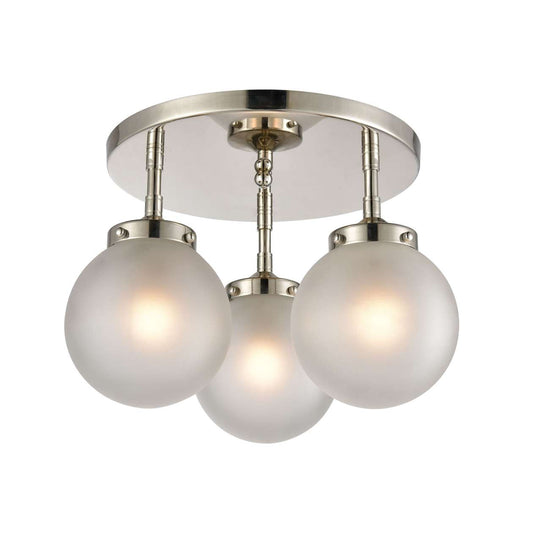 Boudreaux 3-Light Semi Flush Mount in Polished Nickel with Frosted ELK Lighting | Ceiling Lamps | Modishstore