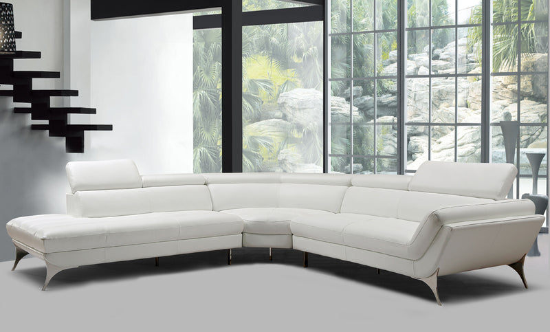 Divani Casa Graphite Modern White Leather Sectional Sofa | Modishstore | Sofas