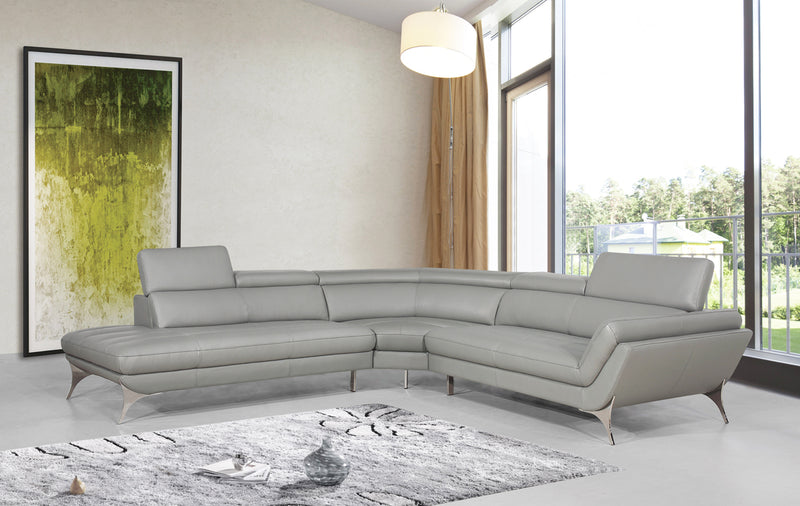 Divani Casa Graphite Modern Grey Leather Sectional Sofa | Modishstore | Sofas