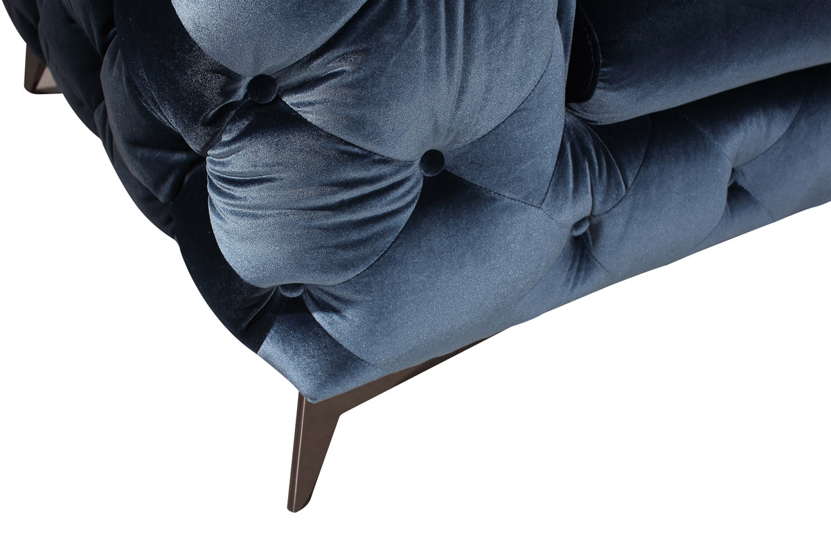 Divani Casa Delilah Modern Blue Fabric Sofa Set-3