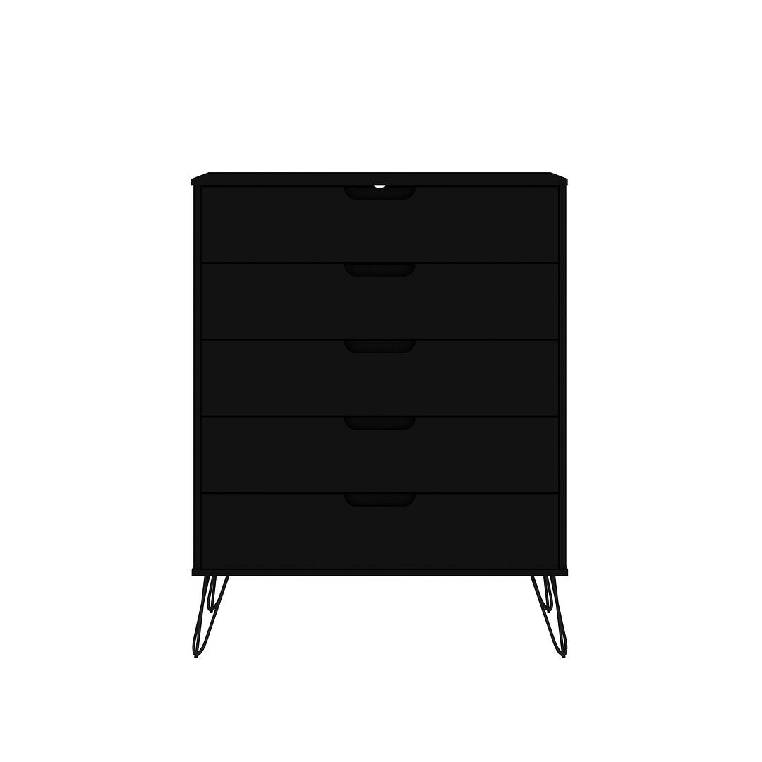 Manhattan Comfort Rockefeller 5-Drawer Tall Dresser with Metal Legs in White | Dressers | Modishstore-2