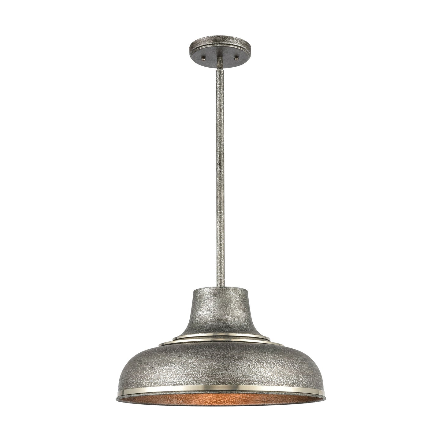 Kerin 1-Light Pendant With Textured Silvery Gray Metal Shade by ELK Lighting | Modishstore | Pendant Lamps