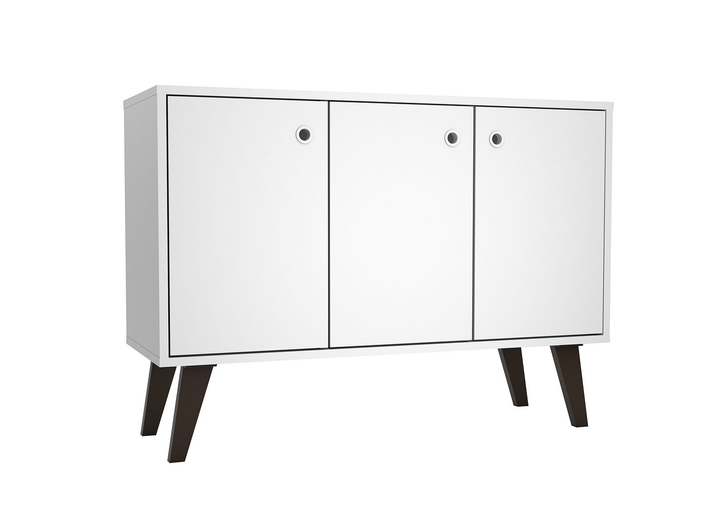 Manhattan Comfort Mid-Century- Modern Bromma 35.43" Sideboard 2.0 with 3 Shelves in White | Sideboards | Modishstore-2