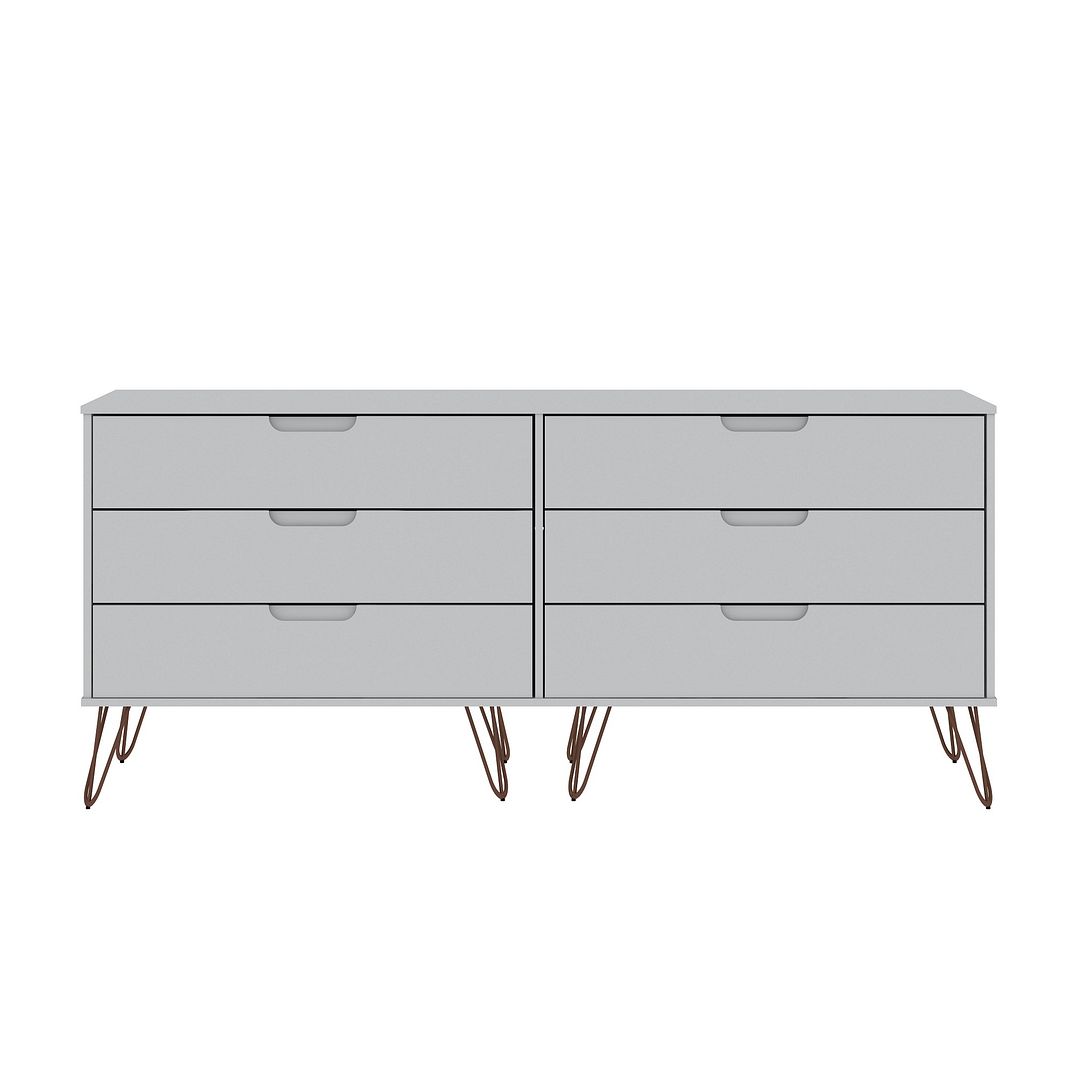 Manhattan Comfort Rockefeller 6-Drawer Double Low Dresser with Metal Legs in White | Dressers | Modishstore-2