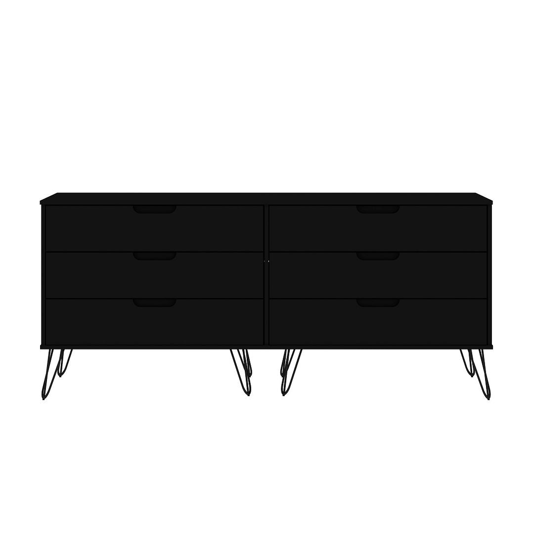Manhattan Comfort Rockefeller 6-Drawer Double Low Dresser with Metal Legs in White | Dressers | Modishstore-6