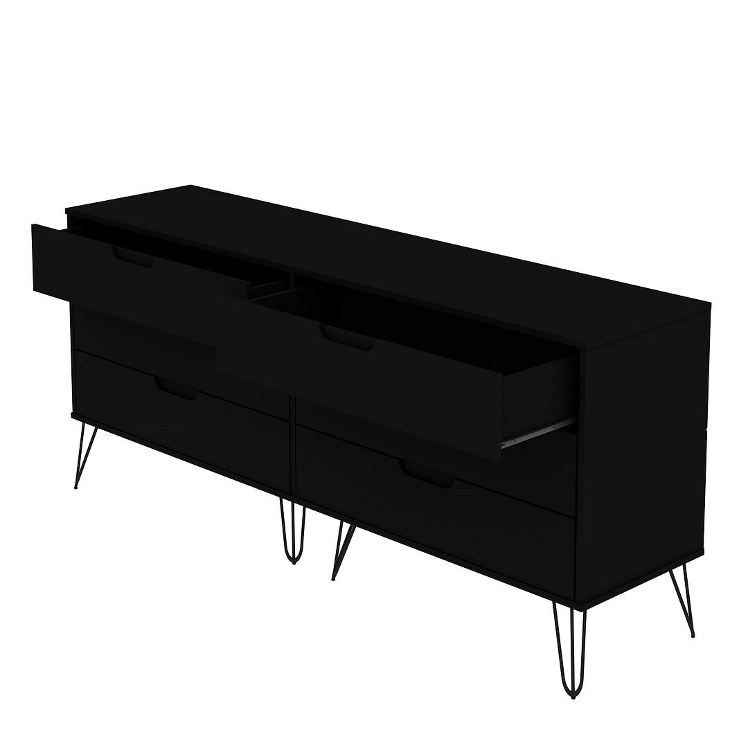 Manhattan Comfort Rockefeller 6-Drawer Double Low Dresser with Metal Legs in White | Dressers | Modishstore-5
