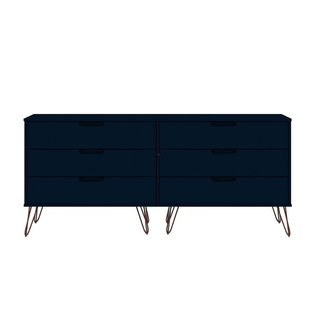 Manhattan Comfort Rockefeller 6-Drawer Double Low Dresser with Metal Legs in White | Dressers | Modishstore-12