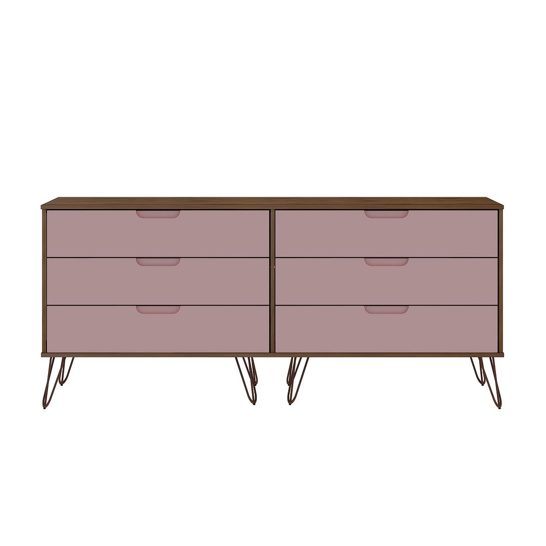 Manhattan Comfort Rockefeller 6-Drawer Double Low Dresser with Metal Legs in White | Dressers | Modishstore-17