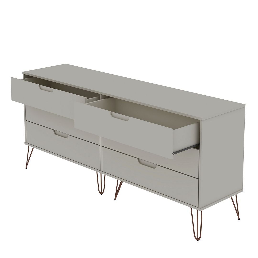 Manhattan Comfort Rockefeller 6-Drawer Double Low Dresser with Metal Legs in White | Dressers | Modishstore-8