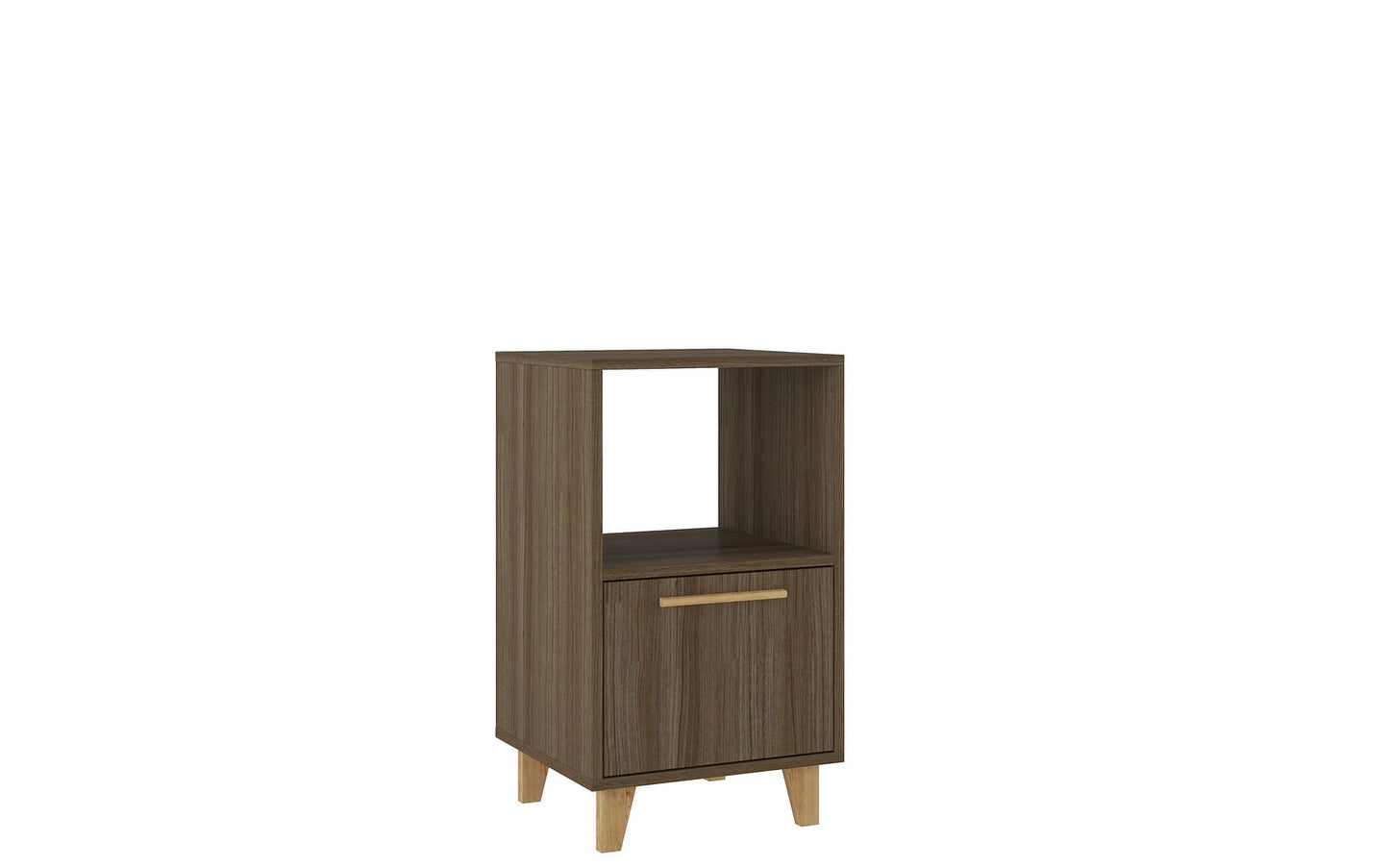 Manhattan Comfort Mid-Century - Modern Herald Nightstand with 1 Shelf in Oak Brown | Nightstands | Modishstore-2