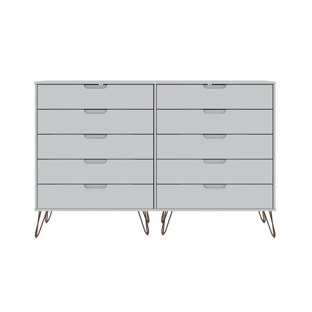 Manhattan Comfort Rockefeller 10-Drawer Double Tall Dresser with Metal Legs in White | Dressers | Modishstore-3