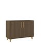 Manhattan Comfort Mid-Century - Modern Herald Double Side Cabinet with 2 Shelves in Oak Brown | Sideboards | Modishstore-2