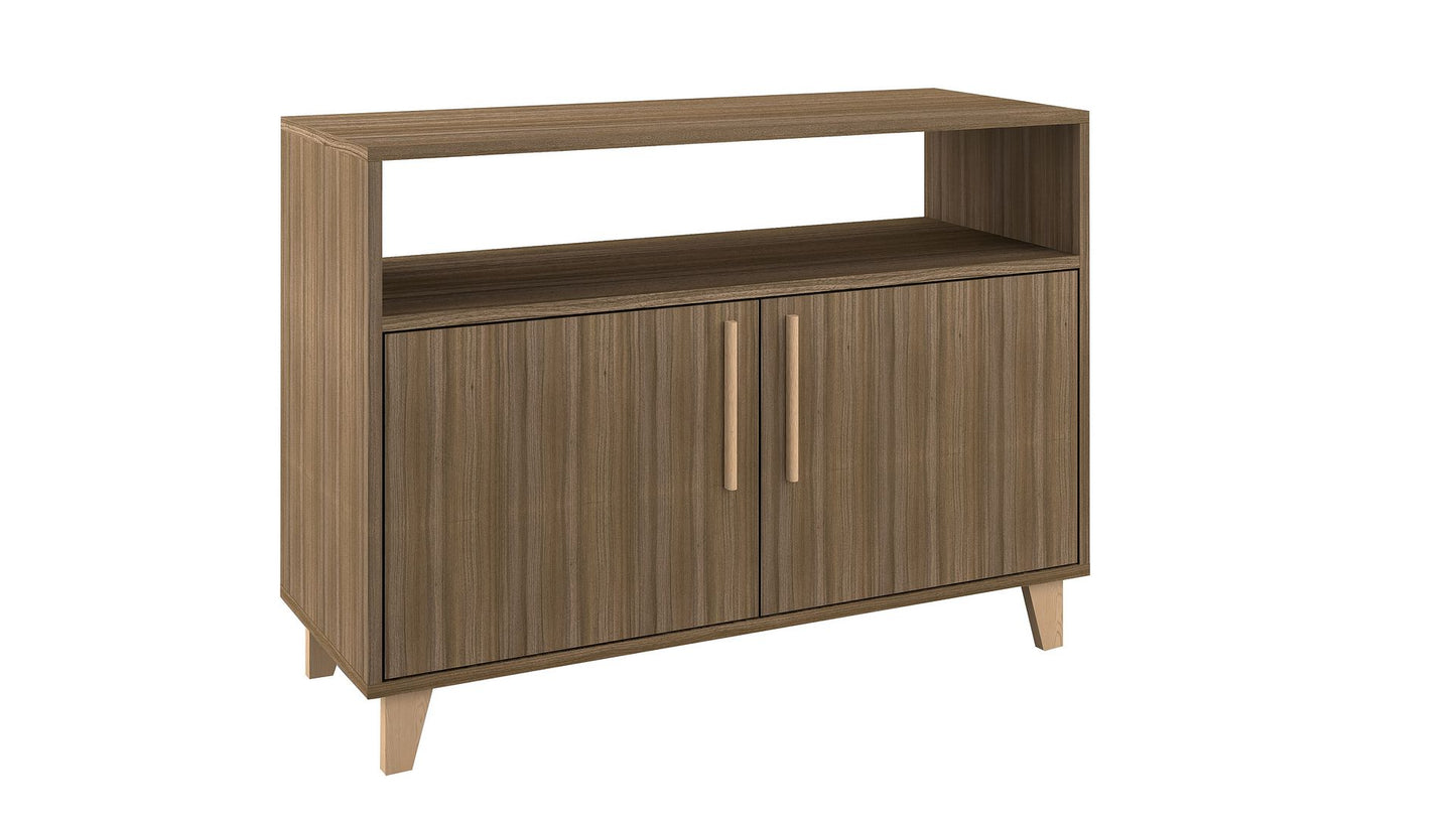 Manhattan Comfort Mid-Century - Modern Herald Double Side Cabinet with 2 Shelves in Oak Brown | Sideboards | Modishstore-3