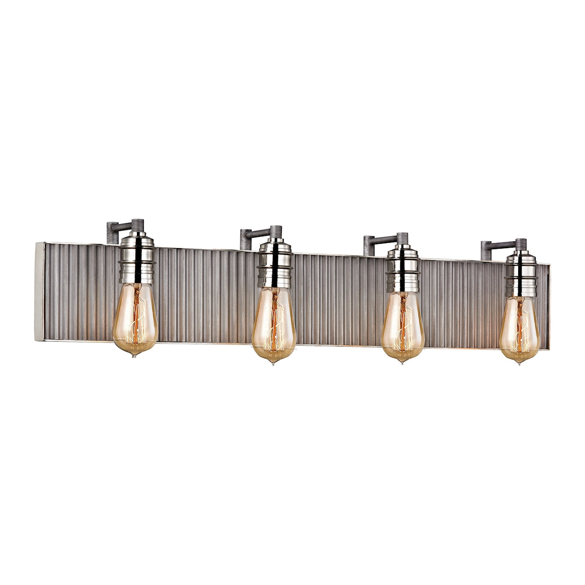 Corrugated Steel 4-Light Vanity Sconce in Polished Nickel and Weathered Zinc/Corrugated Steel ELK Lighting | Sconces | Modishstore