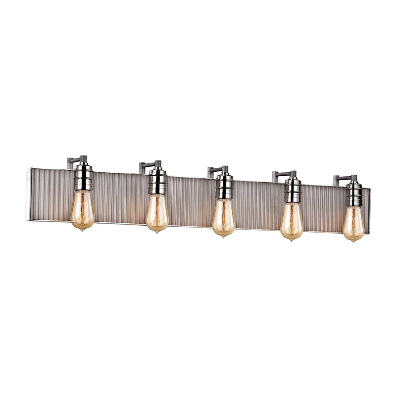 Corrugated Steel 5-Light Vanity Sconce in Polished Nickel and Weathered Zinc/Corrugated Steel ELK Lighting | Sconces | Modishstore