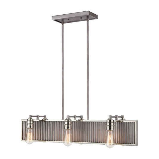 Corrugated Steel 6-Light Linear Chandelier in Weathered Zinc ELK Lighting | Chandeliers | Modishstore
