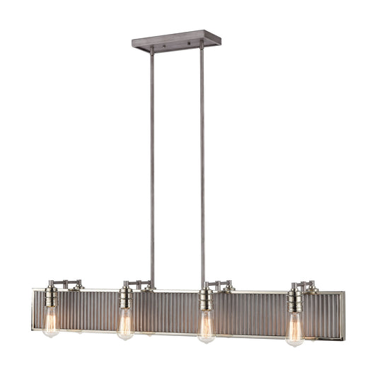 Corrugated Steel 8-Light Linear Chandelier in Weathered Zinc ELK Lighting | Chandeliers | Modishstore