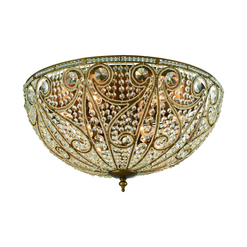 Elizabethan 10-Light Flush Mount in Dark Bronze with Clear Crystal | Ceiling Lamps | Modishstore