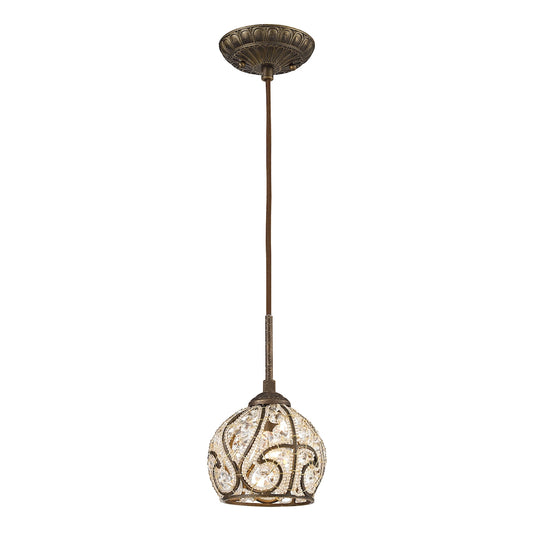 Elizabethan 1-Light Mini Pendant in Dark Bronze with Crystal ELK Lighting 15976/1 | Pendant Lamps | Modishstore