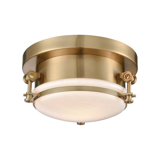 Riley 1-Light Flush Mount in Satin Brass with Opal White Blown Glass ELK Lighting | Ceiling Lamps | Modishstore