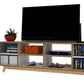 Manhattan Comfort Mid-Century - Modern Jones 63" TV Stand in with 8 Shelves White and Pine Wood | TV Stands | Modishstore