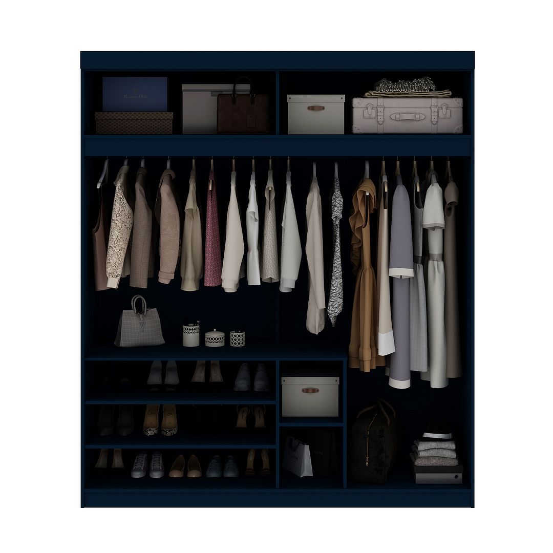 Manhattan Comfort Mulberry 81.3 Open Long Hanging Wardrobe Closet with Shoe Storage  in White | Armoires & Wardrobes | Modishstore-6