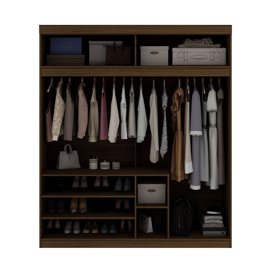 Manhattan Comfort Mulberry 81.3 Open Long Hanging Wardrobe Closet with Shoe Storage  in White | Armoires & Wardrobes | Modishstore-9