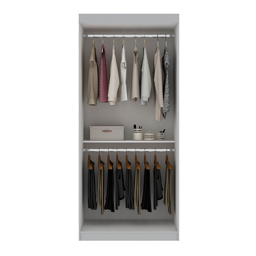 Manhattan Comfort Mulberry 35.9 Open Double Hanging Modern Wardrobe Closet with 2 Hanging Rods in White | Armoires & Wardrobes | Modishstore-3