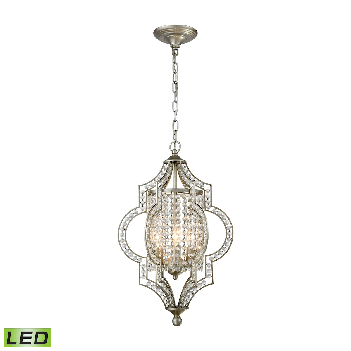 Gabrielle 3-Light Chandelier in Aged Silver with Clear Crystal - Includes LED Bulbs ELK Lighting | Chandeliers | Modishstore