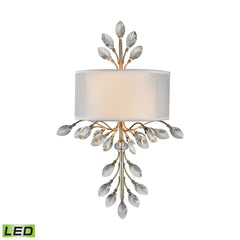Asbury 2-Light Sconce in Aged Silver with Organza and White Fabric Shade - Includes LED Bulbs ELK Lighting