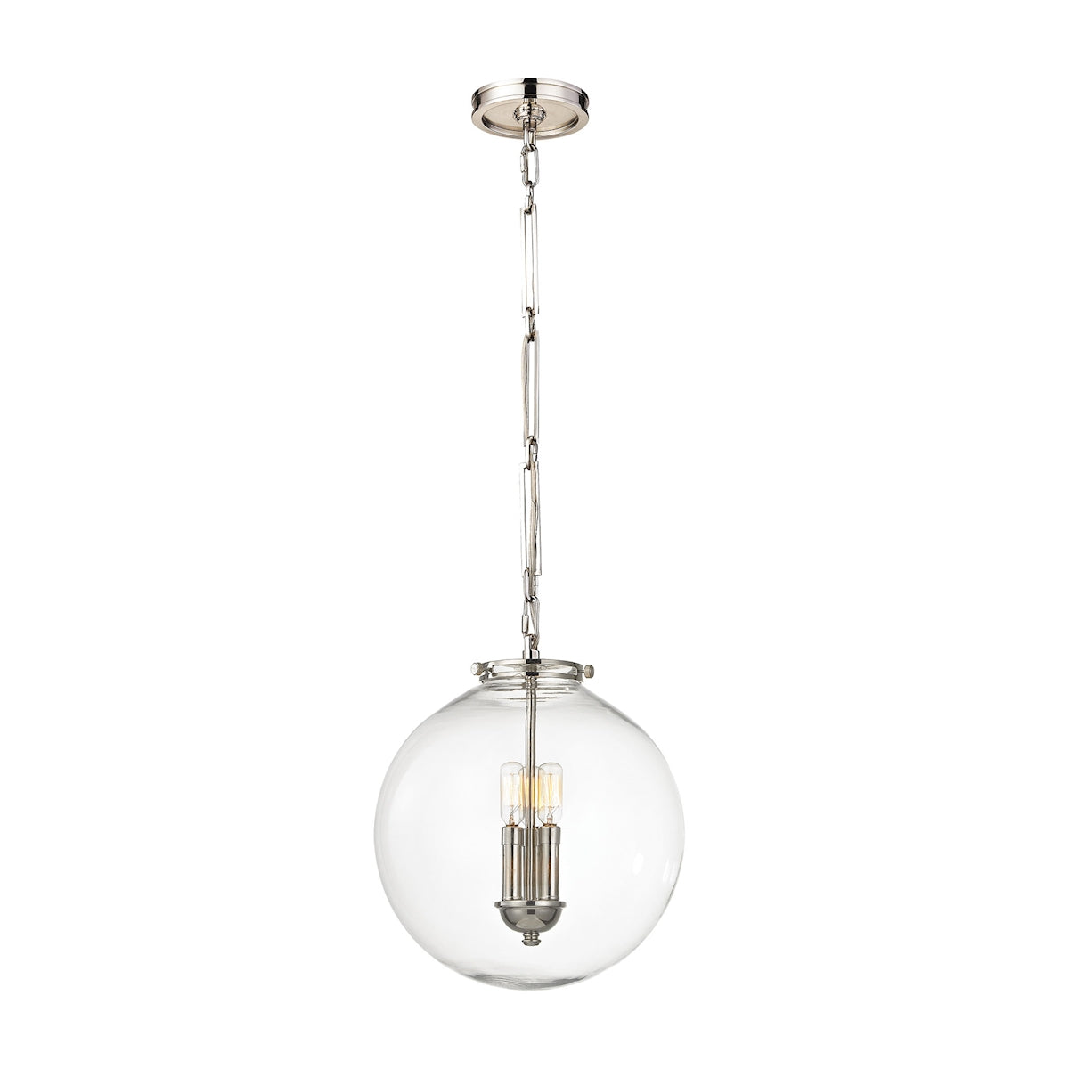 Gramercy 3-Light Pendant in Polished Nickel with Clear Glass ELK Lighting | Pendant Lamps | Modishstore
