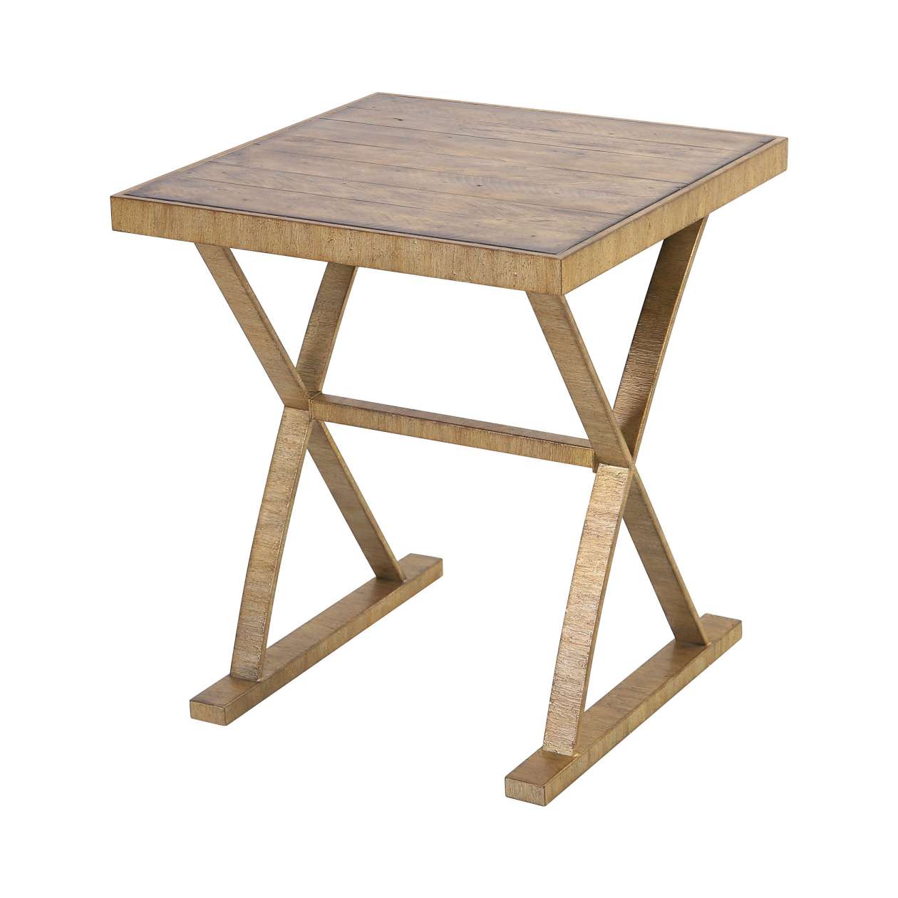 Better Ending Accent Table in Bright Aged Gold and Brown Stained Solid Pine ELK Home | Accent Tables | Modishstore