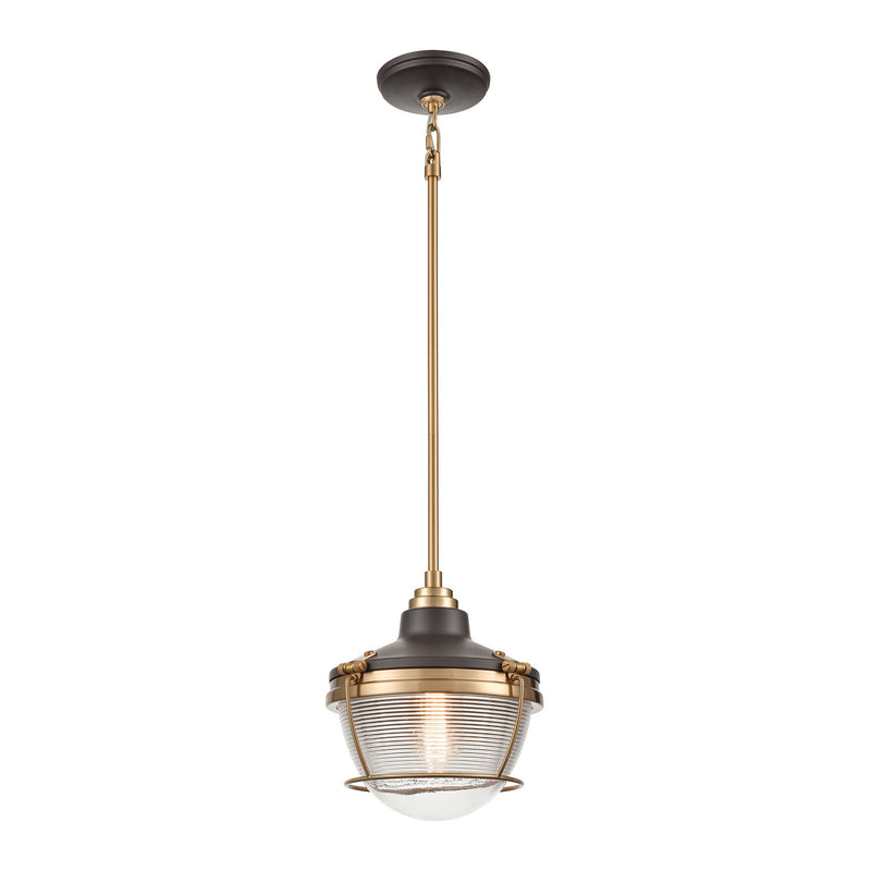 Seaway Passage 1-Light Mini Pendant with Clear Ribbed Glass by ELK Lighting-2