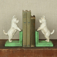 HomArt Standing Westie Bookend Set of Two - Cast Iron - White