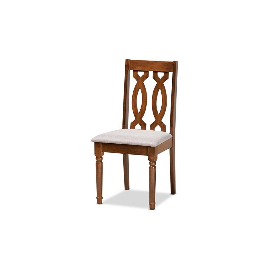 Baxton Studio Cherese Modern and Contemporary Grey Fabric Upholstered and Walnut Brown Finished 5-Piece Wood Dining Set | Dining Sets | Modishstore - 2