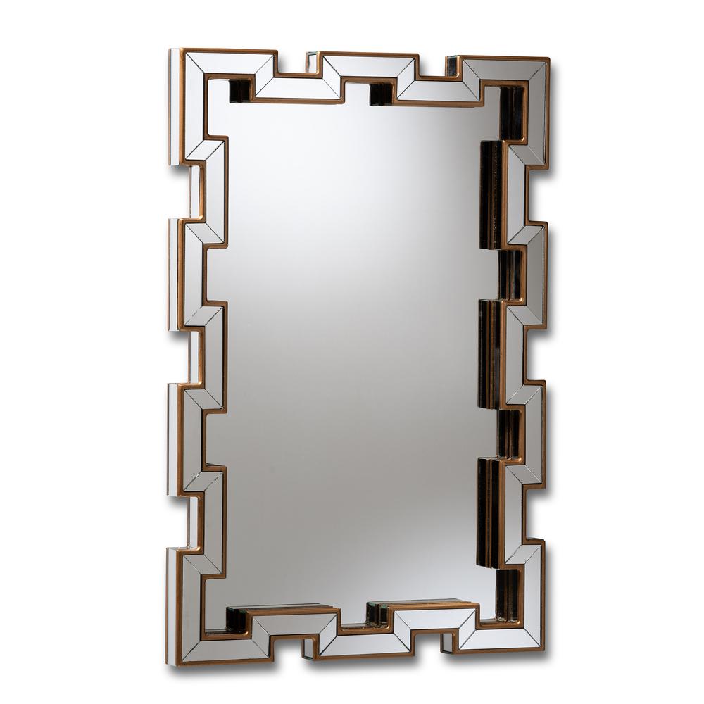 Baxton Studio Tanis Modern and Contemporary Glam Bronze Finished Rectangular Accent Wall Mirror | Mirrors | Modishstore