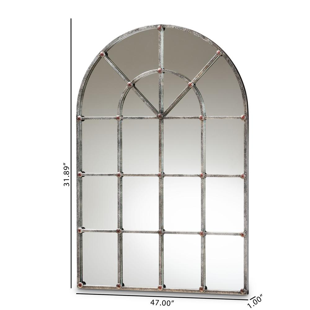 Baxton Studio Newman Vintage Farmhouse Antique Silver Finished Arched Window Accent Wall Mirror | Mirrors | Modishstore - 4