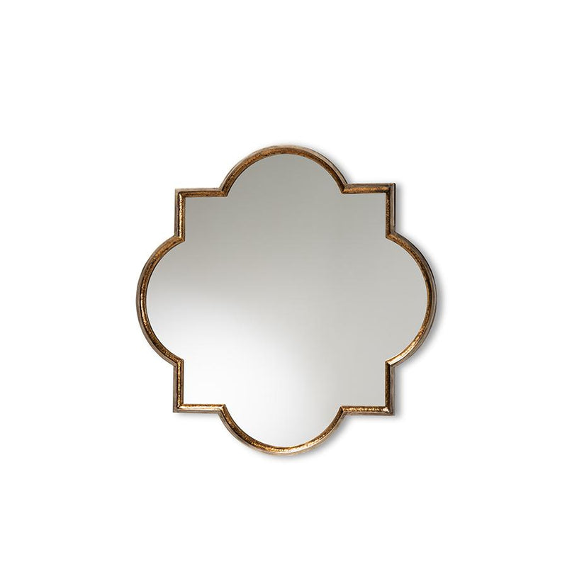 Baxton Studio Tiana Vintage Antique Bronze and Gold Finished Metal Quatrefoil Accent Wall Mirror | Mirrors | Modishstore
