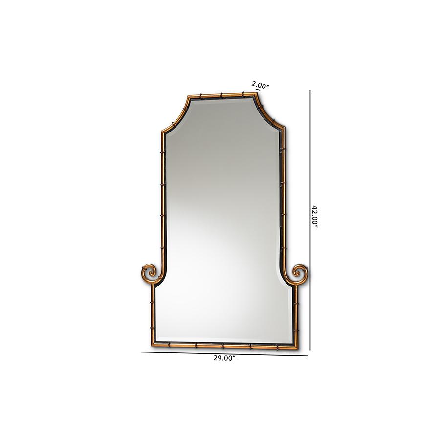 Baxton Studio Layan Glamourous Hollywood Regency Style Gold Finished Metal Bamboo Inspired Accent Wall Mirror | Mirrors | Modishstore - 3
