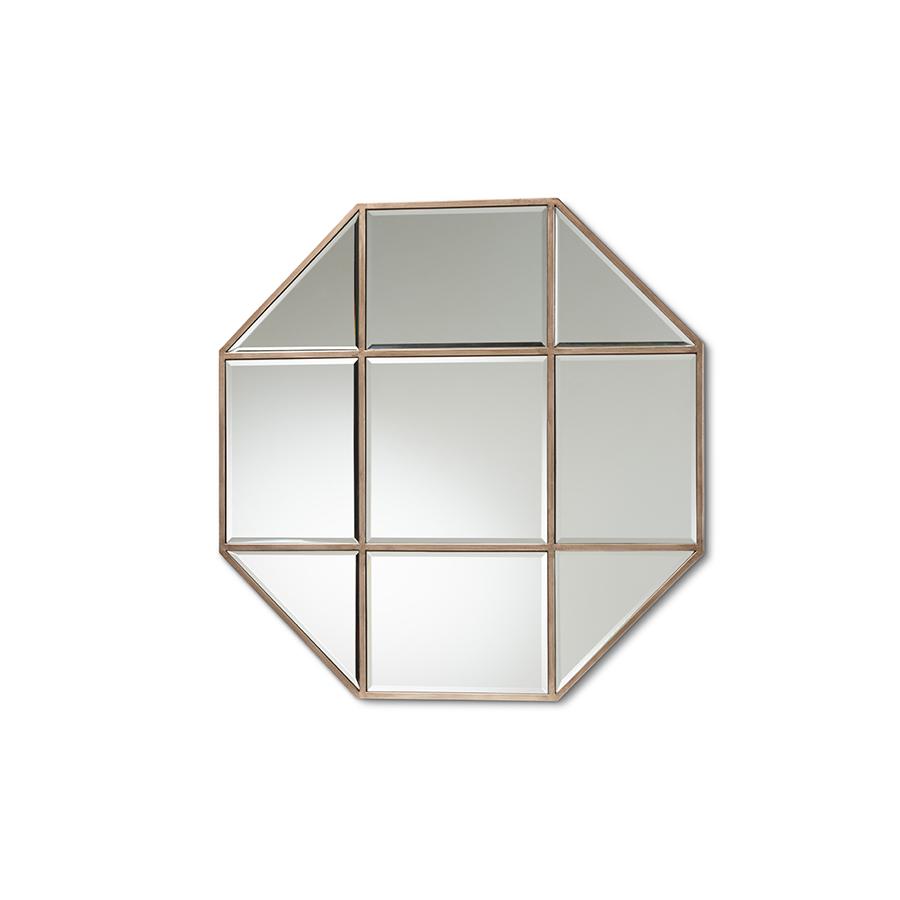 Baxton Studio Enora Modern and Contemporary Antique Bronze Finished Metal Geometric Accent Wall Mirror | Mirrors | Modishstore